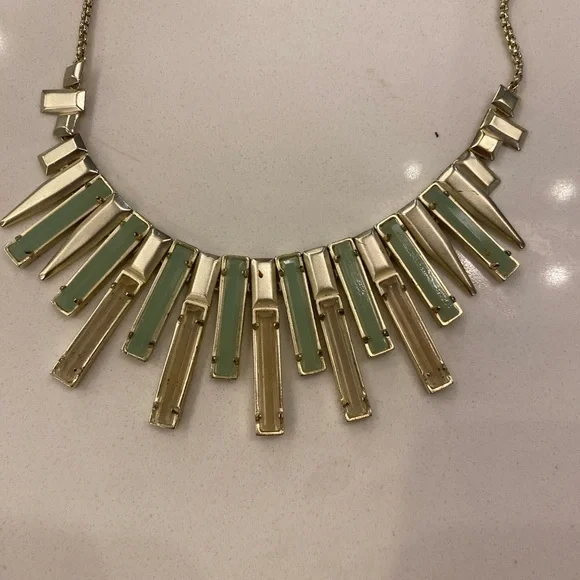 Kendra Scott Gold Necklace with Mint Green Bars - Picture 4 of 5